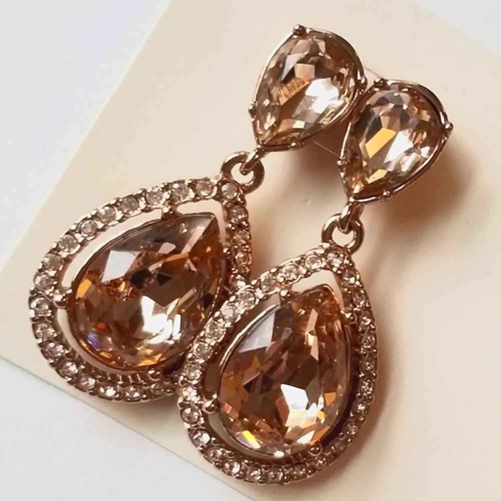 ❗Givenchy Rose Gold Swarovski Crystal Pear Drop Earrings❗